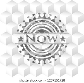 Now grey badge with geometric cube white background