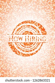 Now Hiring Abstract Orange Mosaic Emblem