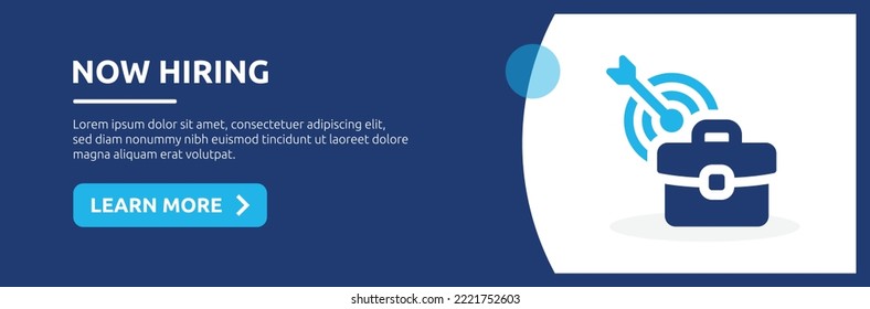 Now hiring banner design. Modern web banner template with job recruitment icon. Vector illustration.