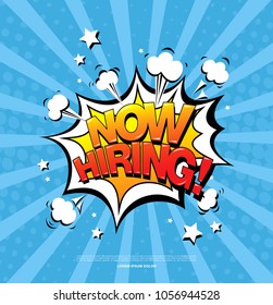 Now hiring banner layout design, vector illustration