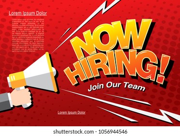 Now Hiring Banner Layout Design, Vector Illustration