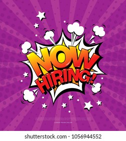 Now hiring banner layout design, vector illustration
