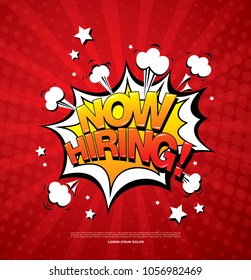 Now hiring banner layout design, vector illustration