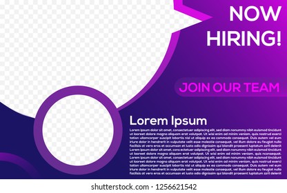 now hiring banner layout design, vector illustration