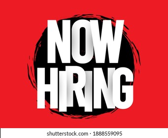 Now Hiring Banner With Red Background