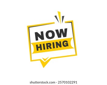 Now hiring banner, web element advertising design. announcment vector.