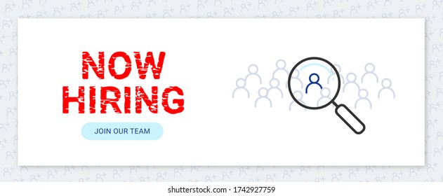 Now hiring: career employment hiring job recruitment concept poster or banner