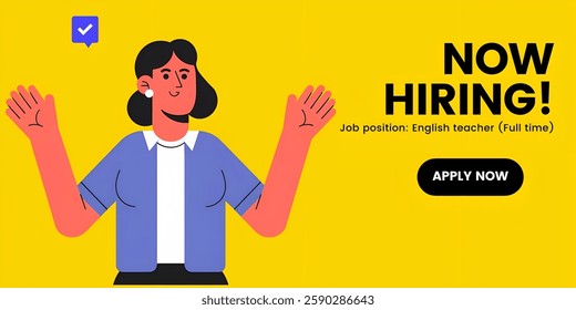 "NOW HIRING!" , CREATIVE BANNER illustration ,flat vector , useful for business, corporate and employment