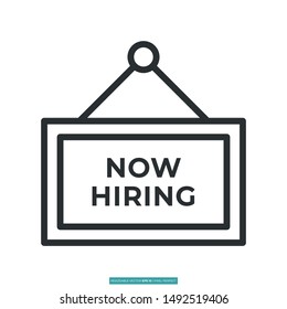 Now Hiring, hire icon vector illustration logo template for many purpose