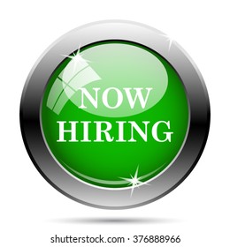 Now hiring icon. Internet button on white background. EPS10 vector.