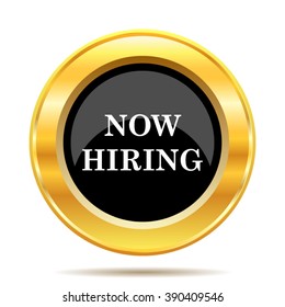 Now hiring icon. Internet button on white background. EPS10 vector.