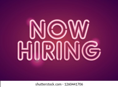 Now Hiring Neon Employment Sign