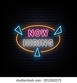 Now Hiring Neon Sign. Neon Symbol