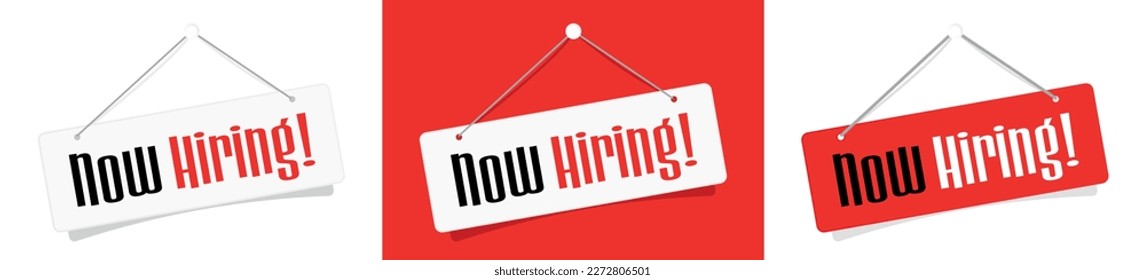 Now hiring on door sign