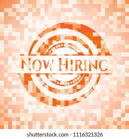 Now Hiring orange mosaic emblem