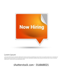 Now Hiring Orange Speech Bubble