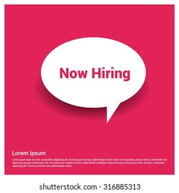 Now Hiring Pink Speech Bubble