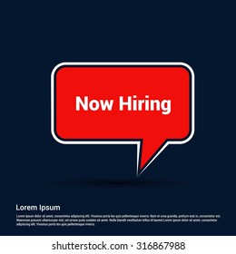 Now Hiring Red Speech Bubble