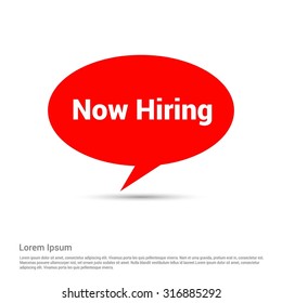 Now Hiring Red Speech Bubble