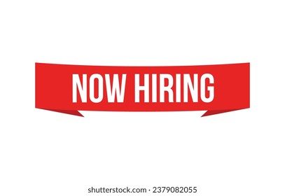 now hiring red vector banner illustration isolated on white background