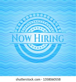 Now Hiring water wavec oncept emblem.