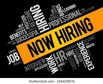 Now Hiring word cloud collage, business concept background