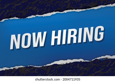 now hiring word concept vector illustration with lines 3d style for social media landing page, template, ui, web, mobile app, poster, banner, flyer, background, gift card, coupon, label, wallpaper