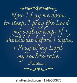 Now I Lay me down to sleep - Prayer bible verse svg