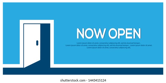 Ahora abra el fondo. Concepto empresarial con texto. vectorial