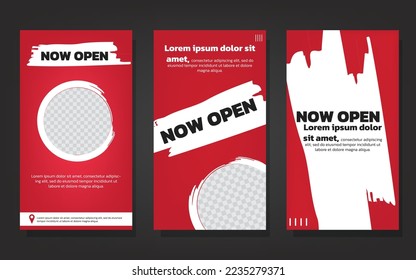 NOW OPEN BANNER TEMPLATE. SUITABLE FOR STORE OPENING ADVERTISING . VECTOR MODERN POSTER DESIGN