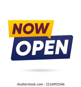 Now Open, Banner in white background, illustration vector design