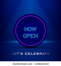 Now Open Let's Celebrate Vector on Neon Effect Sign