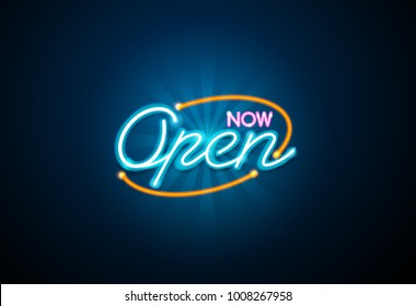 now open neon sign light glow mesh object vector but easy to change color