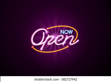 now open neon sign light glow mesh object vector but easy to change color