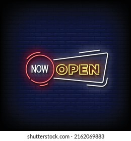 Now Open Neon Sign On Brick Stock Vector (Royalty Free) 2162069883