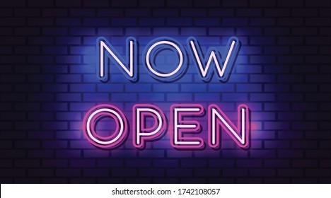 Now Open Neon Sign, Neon Symbol