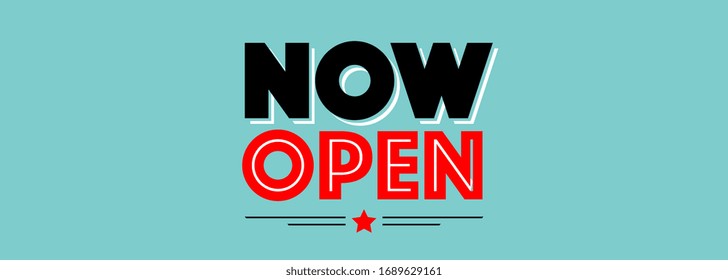 Now Open On Green Background