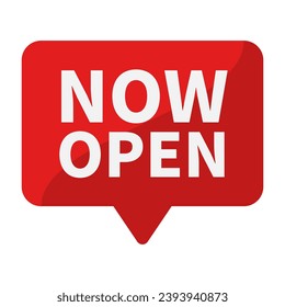 Now Open In Red Rectangle Shape For Opening Ceremony Promotion Business Marketing
