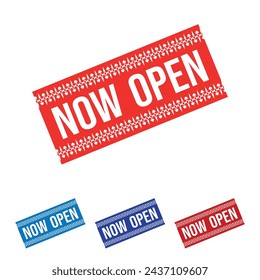 Now Open Rubber stamp Design art Illustration 