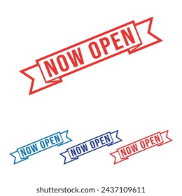 Now Open Rubber stamp Design art Illustration 