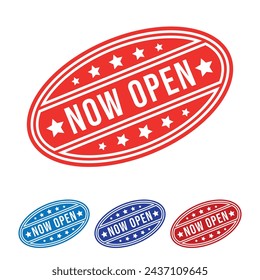 Now Open Rubber stamp Design art Illustration 