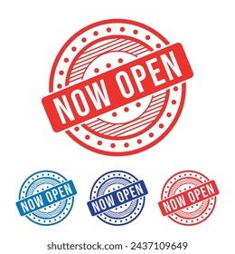 Now Open Rubber stamp Design art Illustration 