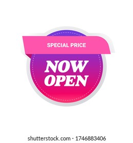 now open sticker coronavirus quarantine is over advertising campaign concept poster label flyer vector illustration