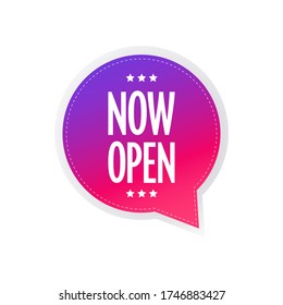 now open sticker coronavirus quarantine is over advertising campaign concept poster label flyer vector illustration