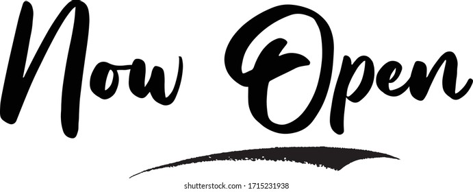 Now Open Typography Phrase on White Background. 