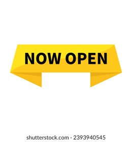 Now Open In Yellow Rectangle Ribbon Shape For Opening Ceremony Promotion Business Marketing
