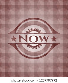 Now red seamless badge with geometric background.