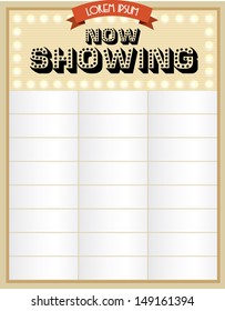 now showing cinema/broadway neon sign template vector/illustration
