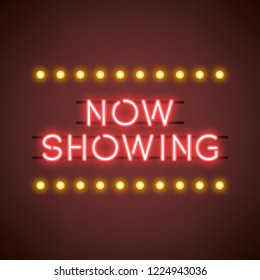 Now Showing Neon Sign Vector