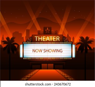 Now showing vector theater movie banner sign